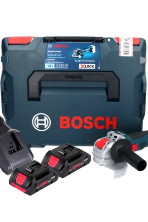 Promotion Bosch GWX 18V-7 Professional Meuleuse angulaire sans fil 125mm Brushless X-LOCK 18V + 2x Batteries ProCORE 4,0 Ah + Chargeur + Coffret