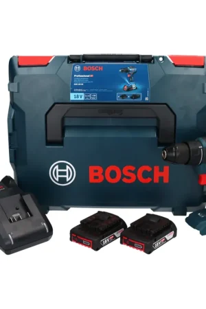 Bosch Professional GSR 18V-55 Perceuse-Visseuse sans fil 55Nm 18V Brushless + 2x Batteries 2,0Ah + Chargeur + Coffret L-Boxx Haute Qualité