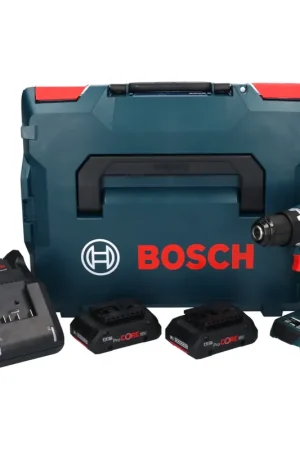 Bosch GSR 18V-90 C Professional Perceuse-visseuse sans fil 64 Nm 18V Brushless + 2x Batteries ProCORE 4,0 Ah + Chargeur + Coffret L-Boxx Prix Bas