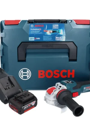 Usine Directe Bosch GWX 18V-15 SC Professional Meuleuse angulaire sans fil 18 V 125 mm BITURBO X-LOCK + 1x batterie 5,0 Ah + chargeur + L-BOXX