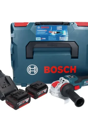 Bosch GWX 18V-15 SC Professional Meuleuse angulaire sans fil 18 V 125 mm BITURBO X-LOCK + 2x batterie 5,0 Ah + chargeur + L-BOXX Remise