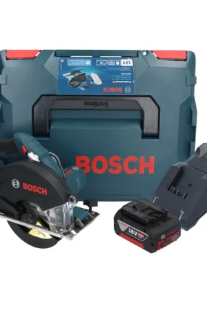 Promotion Bosch GKM 18V-50 Professional Scie circulaire portative pour le métal sans fil 18 V 136 mm Brushless + 1x batterie 5,0 Ah + chargeur + L-Boxx