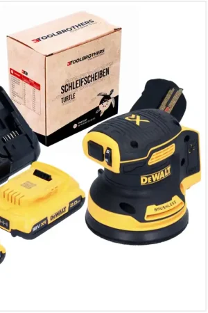 Certifié Toolbrothers TURTLE set de disques de ponçage + DCW 210 D2 ponceuse excentrique sans fil 18 V 125 mm Brushless + 2x batterie 2,0 Ah + chargeur