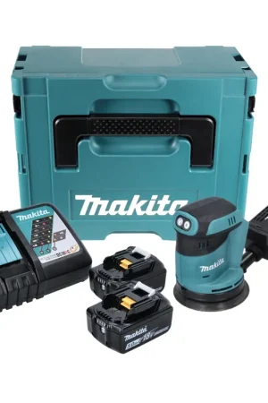 Livraison Express Makita DBO 180 RTJ 18 V Ponceuse excentrique sans fil + 2x Batteries 5.0Ah + Chargeur + Makpac