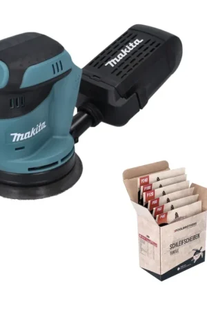 Soldes Makita DBO 180 Z Ponceuse excentrique sans fil 18 V 125 mm + Toolbrothers TURTLE Set de papier abrasif - sans batterie, sans chargeur, idéal pour les bricoleurs, ponçage, boîte à poussière fixe