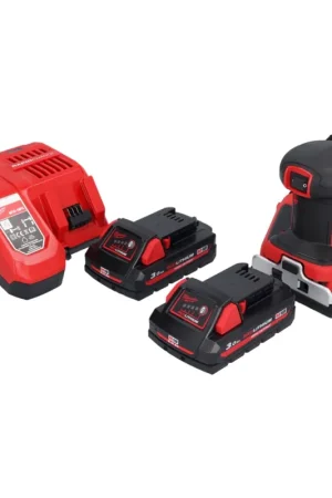 Haute Qualité Milwaukee M18 BQSS-302 Ponceuse vibrante sans fil 18 V 113 x 104 mm Brushless + 2x batterie 3,0 Ah + chargeur