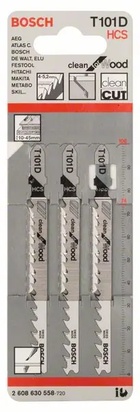 BOSCH Stichsägeblatt T 101 D Clean for Wood L.100mm Zahnteilung 4-5,2mm ( 8000346002 ) Marque