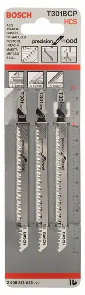 Paiement Sécurisé BOSCH Stichsägeblatt T 301 BCP Precision for Wood L.117mm Zahnteilung 2,5mm ( 8000346017 )