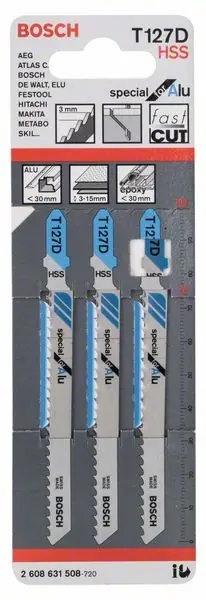 BOSCH Stichsägeblatt T 127 D Special for Alu L.100mm Zahnteilung 3mm ( 8000346051 ) Solde