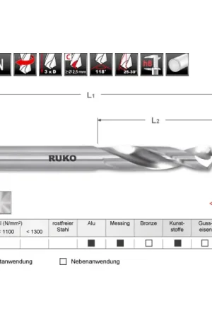 RUKO Foret hélicoïdal d. nominal 5 mm ( 8000424188 ) Commander Vite