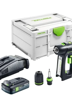 Festool C 18 Basic Perceuse-visseuse sans fil 18 V 45 Nm Brushless + 1x batterie 4,0 Ah + chargeur rapide + Systainer Nouvelle Collection