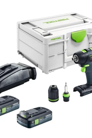 Festool T 18+3 HPC 4,0 I-Set Perceuse-visseuse sans fil 18 V 50 Nm Brushless ( 576989 ) + 2x batterie 4,0 Ah + chargeur + jeu d'excentrique + jeu d'angle + Systainer Solde