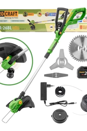 Acheter En Ligne Débroussailleuse sans fil Procraft PTA-26BL 20 V 300 mm Brushless + 1 batterie 3,0 Ah + chargeur