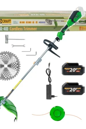 Expédition Rapide Débroussailleuse sans fil Procraft ATA-40 20 V 420 mm Brushless + 2 batteries 4,0 Ah + chargeur
