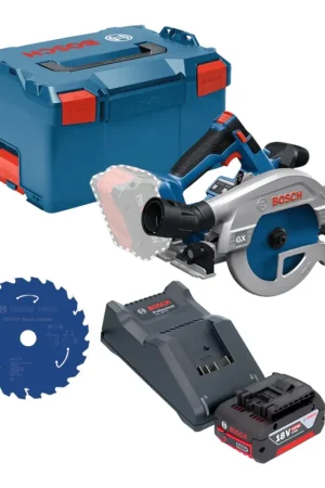 Prix Bas Scie circulaire sans fil Bosch GKS 18V-57-2 GX Professional 18 V 165 mm sans balais + 1 batterie 4,0 Ah + chargeur + L-Boxx