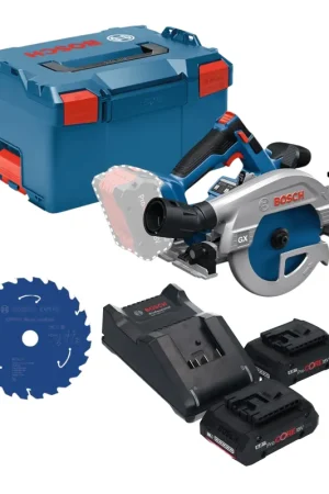 Scie circulaire sans fil Bosch GKS 18V-57-2 GX Professional 18 V 165 mm sans balais + 2 batteries ProCORE 4,0 Ah + chargeur + L-Boxx Nouvel Arrivage