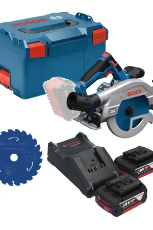 Meilleur Prix Scie circulaire sans fil Bosch GKS 18V-57-2 GX Professional 18 V 165 mm sans balais + 2 batteries 5,0 Ah + chargeur + L-Boxx