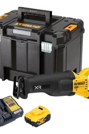 Scie sabre sans fil DeWalt DCS 386 P1T 18 V Brushless + 1 batterie 5,0 Ah + chargeur + TSTAK Paiement Sécurisé