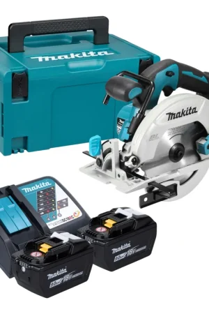 Scie circulaire sans fil Makita DHS 680 Z 18 V 165 mm sans balais + 2 batteries 9,0 Ah + chargeur + Makpac Prix Promo