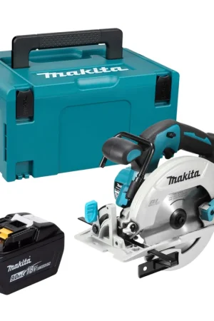 Pas Cher Scie circulaire sans fil Makita DHS 680 Z 18 V 165 mm sans balais + 1 batterie 9,0 Ah + Makpac - sans chargeur