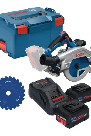 Expédition Rapide Scie circulaire sans fil Bosch GKS 18V-57-2 GX Professional 18 V 165 mm sans balais + 2 batteries ProCORE 8,0 Ah + chargeur + L-Boxx