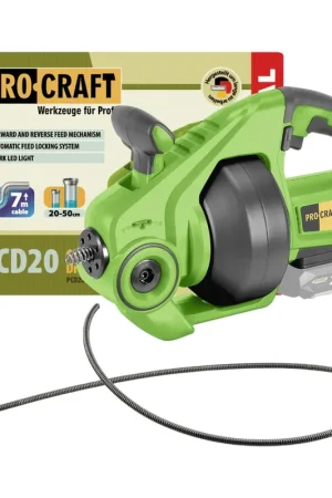 Procraft PCD20-BB Nettoyeur de canalisations sans fil 20 V 7 m x 7 mm Brushless Solo - sans batterie, sans chargeur Meilleur Choix