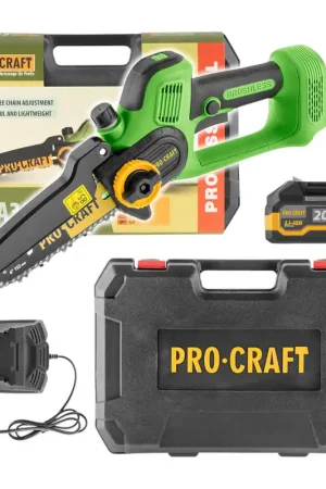 Procraft PKA35 Scie à chaîne sans fil pour élagage 20 V 152 mm Brushless + 1 batterie 4,0 Ah + chargeur + mallette Meilleure Vente