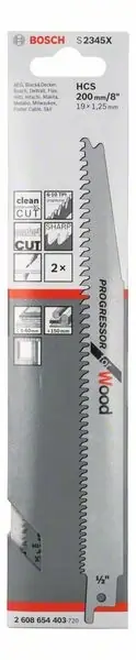 Lame de scie sabre BOSCH S 2345 X longueur 200 mm largeur 19 mm ( 4000909026 ) Haute Qualité