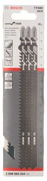 Offre Exclusive BOSCH Stichsägeblatt T 744 D Speed for Wood L.180mm Zahnteilung 4mm ( 4000909194 )