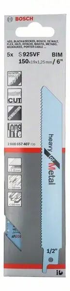 BOSCH Lame de scie sabre S 925 VF S 925 VF Longueur 150 mm Largeur 19 mm ( 4000909203 ) Soldes