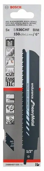 BOSCH Lame de scie sabre S 936 CHF S 936 CHF Longueur 150 mm Largeur 25 mm ( 4000909615 ) Acheter Direct