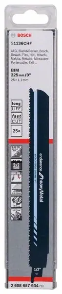 BOSCH Lame de scie sabre S 1136 CHF S 1136 CHF Longueur 225 mm Largeur 25 mm ( 8000343790 ) Produit De Marque