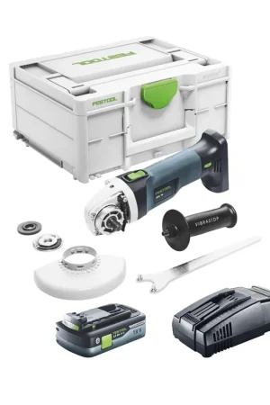 Offre Exclusive Festool AGC 18-125 EB-Basic Meuleuse d'angle sans fil 18 V 125 mm Brushless + 1x batterie 4,0 Ah + chargeur rapide + Systainer
