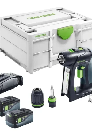 Prix Bas Festool C 18 Basic Perceuse-visseuse sans fil 18 V 45 Nm Brushless + 2x batterie 5,0 Ah + chargeur rapide + Systainer