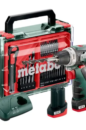 Jusqu'à Épuisement Des Stocks Metabo Powermaxx BS Basic Set Perceuse-visseuse sans fil 12 V 34 Nm ( 600080710 ) + 2x batterie 2,0 Ah + chargeur + 41 pcs. kit d'accessoires + coffret