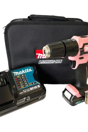Offre Spéciale Makita HP 333 DSAP1 Perceuse-visseuse à percussion sans fil 12 V 30 Nm rose + 1x batterie 2,0 Ah + chargeur + étui