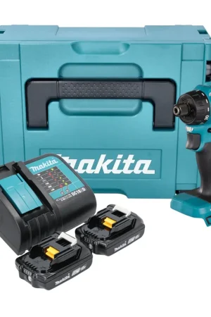Makita DDF 083 SAJ Perceuse-visseuse sans fil 18 V 40 Nm 1/4'' Brushless + 2x batterie 2,0 Ah + chargeur + Makpac Populaire