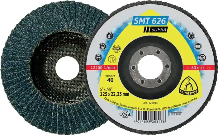 Quantité Limitée KLINGSPOR Roue à lamelles SMT 626 Supra Ø 180 mm Granulométrie 40 6° conique ( 4000842832 )