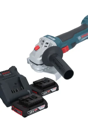 Bosch GWS 18V-7 Professional Meuleuse angulaire sans fil 18 V 125 mm Brushless + 2x batterie 2,0 Ah + chargeur Expédition Rapide