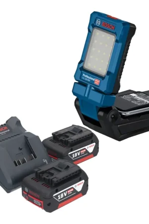 Usine Directe Bosch GLI 18V-800 Professional Lampe sans fil 18 V 800 lm + 2x batterie 5,0 Ah + chargeur
