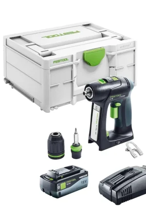 Super Prix Festool C 18 Basic Perceuse-visseuse sans fil 18 V 45 Nm Brushless + 1x batterie 8,0 Ah + chargeur rapide + Systainer