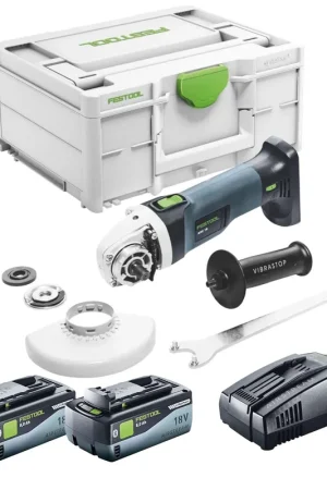 Usine Directe Festool AGC 18-125 EB-Basic Meuleuse d'angle sans fil 18 V 125 mm Brushless + 2x batterie 8,0 Ah + chargeur rapide + Systainer