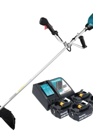Makita DUR 369 ARF4 Débroussailleuse sans fil 36 V ( 2x 18 V ) 43 cm Brushless + 4x batterie 3,0 Ah + chargeur Remise