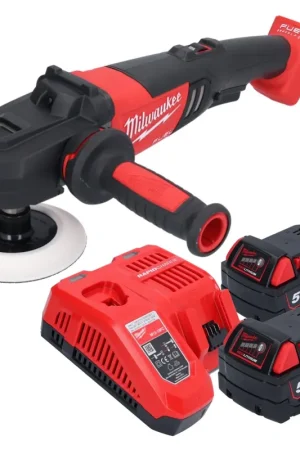 Vente Directe Milwaukee M18 FAP180-502 Polisseuse sans fil 18 V 180 mm Brushless + 2x batterie 5,0 Ah + chargeur