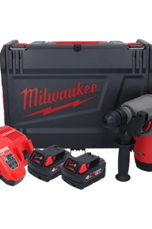 Nouvelle Collection Marteau combiné à batterie Milwaukee M18 ONEFHX-402X 18 V 2,5 J SDS-Plus brushless + 2x batterie 4,0 Ah + chargeur + boîtier HD