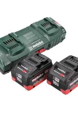 Pas Cher Metabo Set de batteries 18V : 2x Batteries 10,0Ah LIHD + Chargeur double ASC 145 DUO - Système CAS