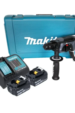 Makita DHR 202 SMW Marteau perforateur sans fil 18 V 20 mm 2,0 J blanc + 2x batterie 4,0 Ah + chargeur + coffret Usine Directe