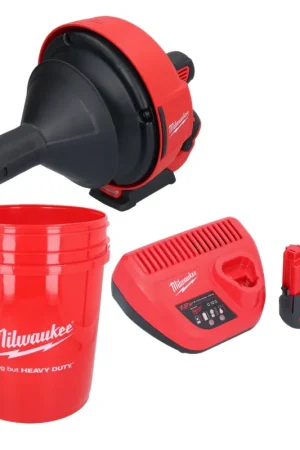 Appareil de nettoyage de tuyaux sur batterie Milwaukee M12 BDC6-252C 12 V + 2x batteries 2,5 Ah + chargeur + spirale + seau Expédition Rapide