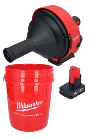 Prix Choc Appareil de nettoyage de tuyaux sur batterie Milwaukee M12 BDC6-401C 12 V + 1x batterie 4,0 Ah + spirale + seau - sans chargeur