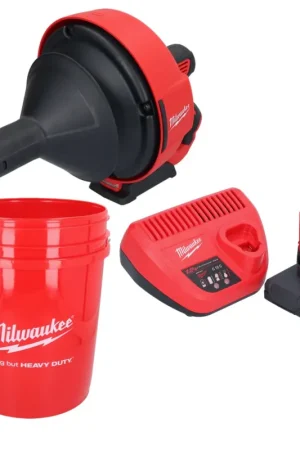Appareil de nettoyage de tuyaux sur batterie Milwaukee M12 BDC6-501C 12 V + 1x batterie 5,0 Ah + chargeur + spirale + seau Prix Promo
